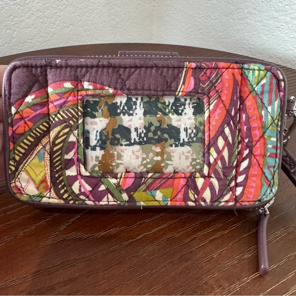 Vera Bradley Quilted Multicolor Wallet Wristlet Plum Burgundy Pink Green - Picture 6 of 14